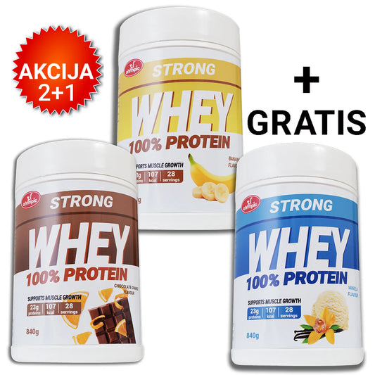 Olympic Protein Strong Whey 100%, 840g, Vanila, Čokolada, Banana