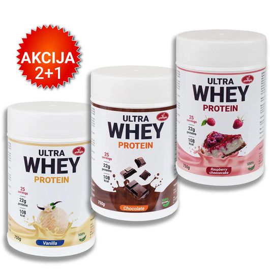 Olympic Protein Ultra Whey 100%, 750g, Vanila, Čokolada + Raspberry Cheesecake GRATIS